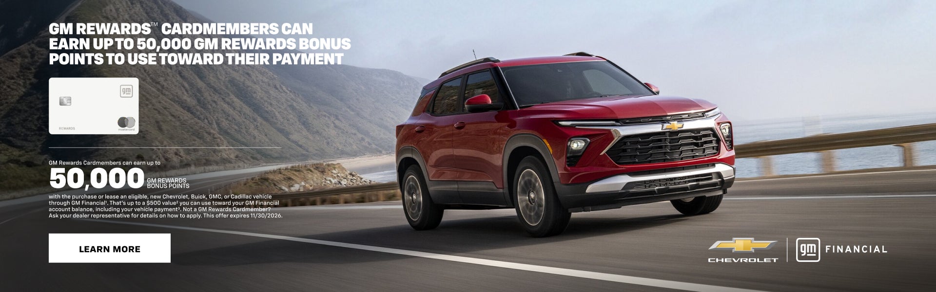 GM Rewards. GM Rewards Cardmembers can earn up to 50,000 GM Rewards bonus points with the purchas...